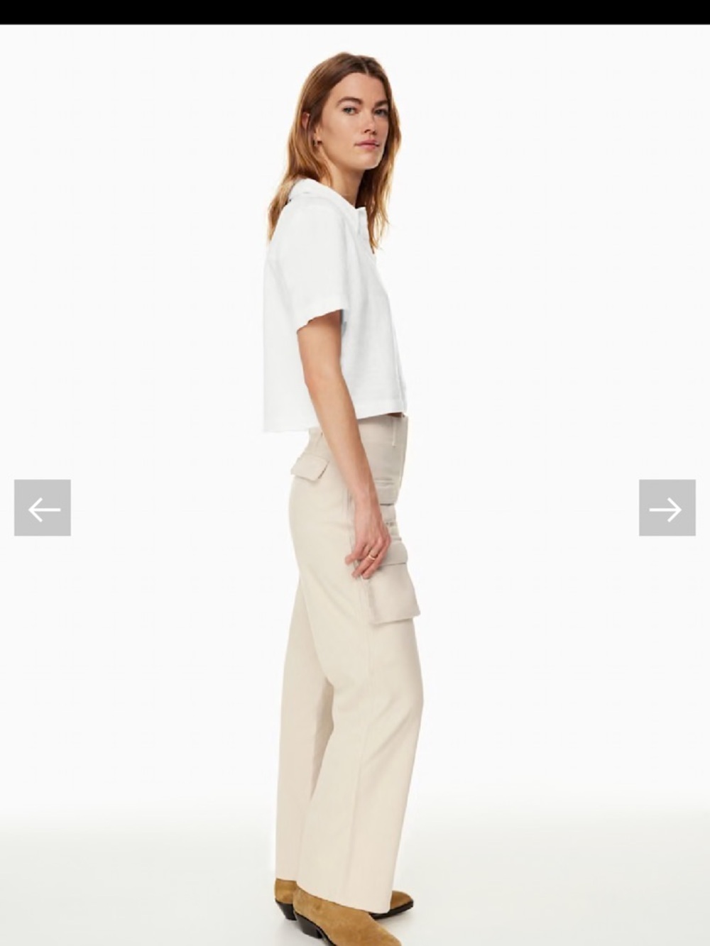 Wilfred linen Cropped White Button Front Shirt - Picture 6 of 10